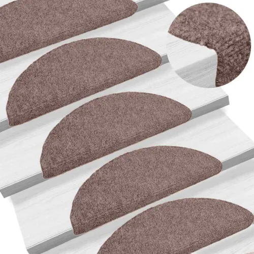 Prostirke za stepenice, samoljepljive, 5 kom. 65x21x4 cm, svijetlosmeđe, poluokrugle, velike - Svjetlosmeđa 65 x 21 x 4 cm 5 Cijena