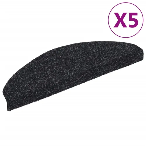 Prostirke za stepenice, samoljepljive, 5 kom, 65x21x4 cm, crne, poluokrugle, velike - Crna 65 x 21 x 4 cm 5 Cijena
