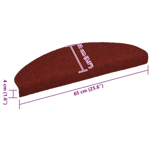 Prostirke za stepenice, samoljepljive, 5 kom, 65x21x4 cm, bordo crvene, poluokrugle, velike - Bordo crvena 65 x 21 x 4 cm 5 Cijena