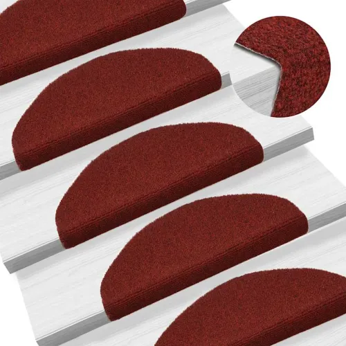 Prostirke za stepenice, samoljepljive, 5 kom, 65x21x4 cm, bordo crvene, poluokrugle, velike - Bordo crvena 65 x 21 x 4 cm 5 Cijena