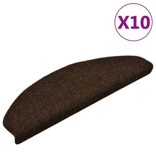 Prostirke za stepenice, samoljepljive, 10 kom, 65x21x4 cm, smeđe, poluokrugle, velike - Smeđa 65 x 21 x 4 cm 10 Cijena
