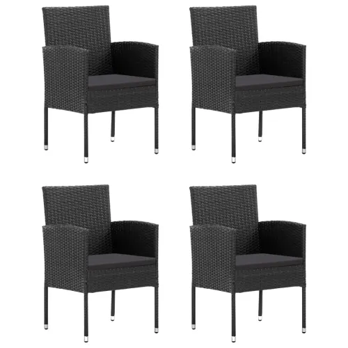 Vrtna garnitura - 5-dijelni vrtni blagovaonski set od poliratana crni - Crna Dužina stola 80 cm Cijena