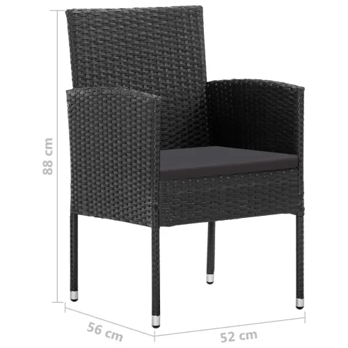 Vrtna garnitura - 5-dijelni vrtni blagovaonski set od poliratana crni - Crna Dužina stola 80 cm Cijena