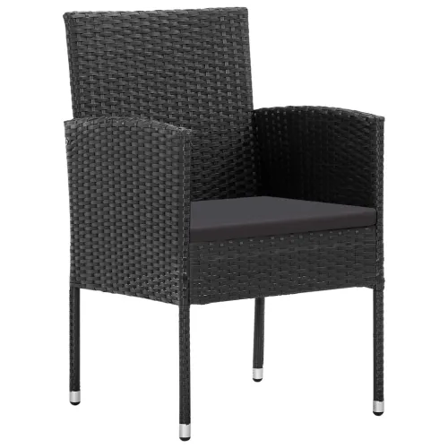 Vrtna garnitura - 5-dijelni vrtni blagovaonski set od poliratana crni - Crna Dužina stola 80 cm Cijena