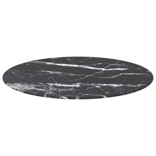 Stolna ploča crna Ø 70 x 0,8 cm staklena s mramornim uzorkom - Crno-bijelo Ø 70 cm Cijena