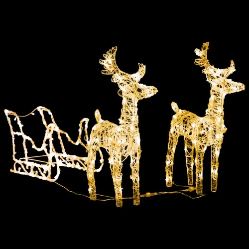 Ukrasni božićni sobovi i sanjke 160 LED žarulja 130 cm akrilni - Topla bijela 43 x 11 x 55 cm (2 kom) Cijena