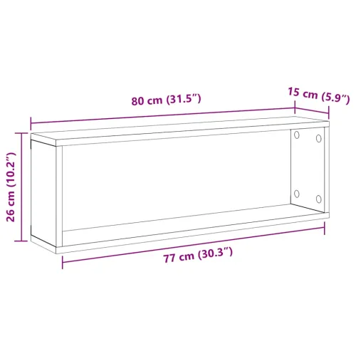 Kockaste zidne police 4 kom boja betona 80x15x26,5 cm drvene - Beton siva 80 x 15 x 26.5 cm 4 Cijena