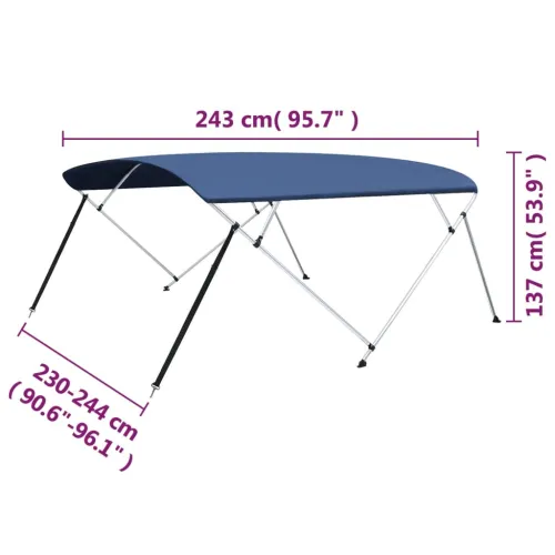 Tenda bimini s 4 luka modra 243 x (230 - 244) x 137 cm - Plava 243 x 244 x 137 cm Cijena