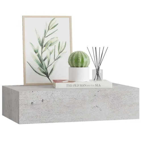 Zidna polica s ladicom siva boja betona 40 x 23,5 x 10 cm MDF - Beton siva 40 x 23.5 x 10 cm 1 Cijena