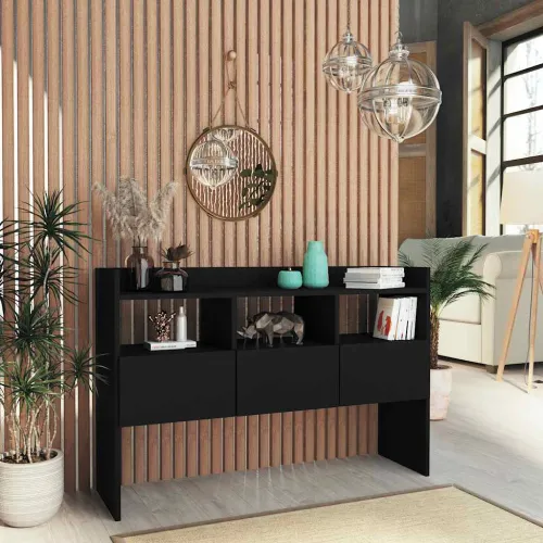 Komoda crna 105 x 30 x 70 cm od konstruiranog drva - Crna 1 Cijena
