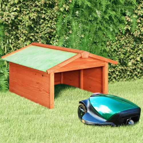 Garaža za robotsku kosilicu 72 x 87 x 50 cm od masivne jelovine - Smeđa Cijena