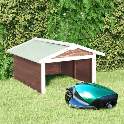 Garaža za robotsku kosilicu 72x87x50 cm kava/bijela od jelovine - Smeđa i bijela Cijena
