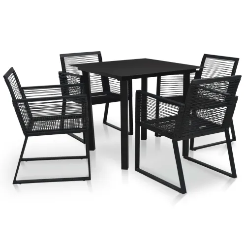 Vrtna garnitura - 5-dijelni vrtni blagovaonski set od PVC ratana crni - 4 Cijena