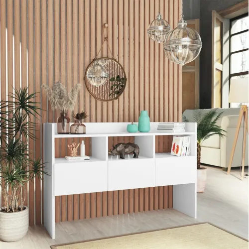 Komoda bijela 105 x 30 x 70 cm od konstruiranog drva - Bijela 1 Bijela Cijena