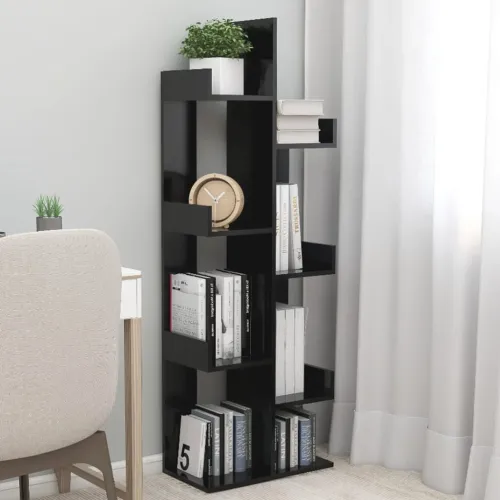 Ormarić za knjige crni 48 x 25,5 x 140 cm konstruirano drvo - Crna 1 48 cm Crna Cijena