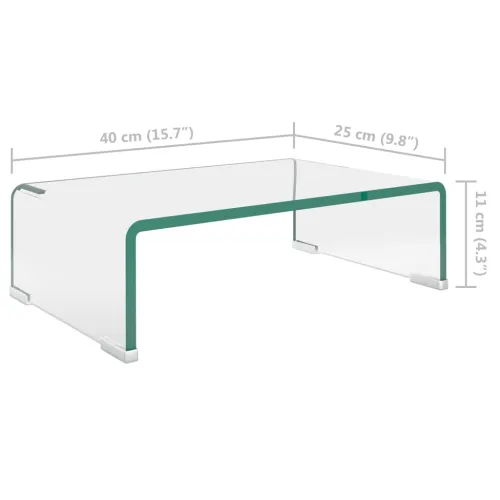 Stalak za TV/Monitor Stakleni Prozirni 40x25x11 cm - Transparentan 40 x 25 x 11 cm Cijena