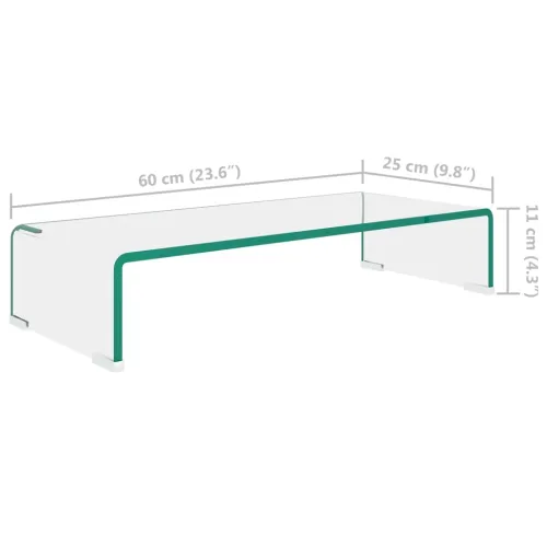 Stalak za TV /Monitor Prozirno Staklo 60x25x11 cm - Transparentan 60 x 25 x 11 cm Cijena