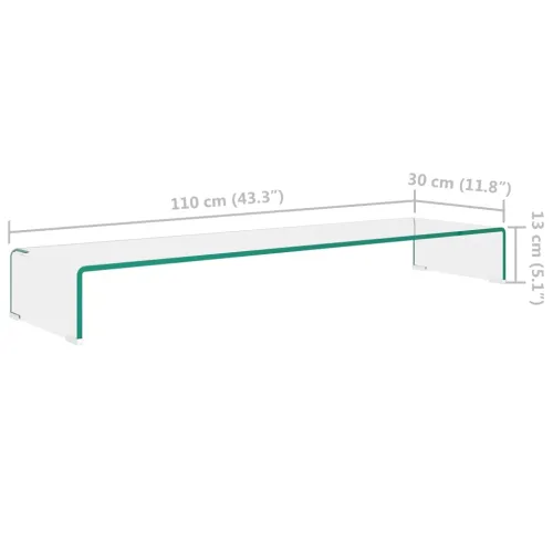 Stalak za TV /Monitor Prozirno Staklo 110x30x13 cm - Transparentan 110 x 30 x 13 cm Cijena