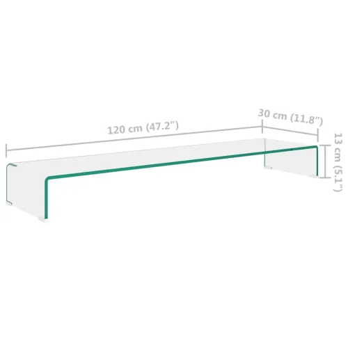 Stalak za TV /Monitor Prozirno Staklo 120x30x13 cm - Transparentan 120 x 30 x 13 cm Cijena