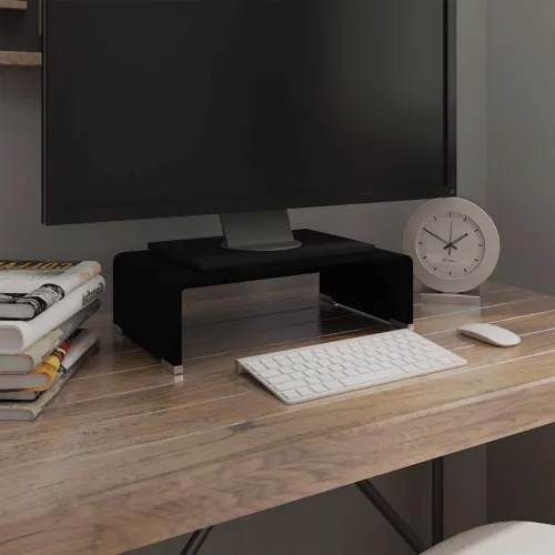Stalak za TV/Monitor Stakleni Crni 40x25x11 cm - Crna 40 x 25 x 11 cm Cijena