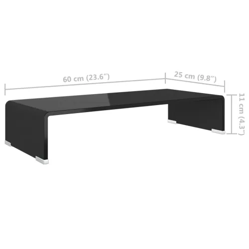 Stalak za TV/Monitor Staklo Crni 60x25x11 cm - Crna 60 x 25 x 11 cm Cijena