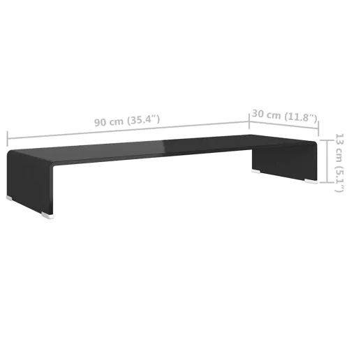 Stalak za TV /Monitor Prozirno Staklo Crni 90x30x13 cm - Crna 90 x 30 x 13 cm Cijena