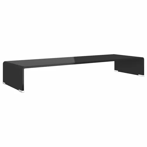 Stalak za TV /Monitor Prozirno Staklo Crni 90x30x13 cm - Crna 90 x 30 x 13 cm Cijena