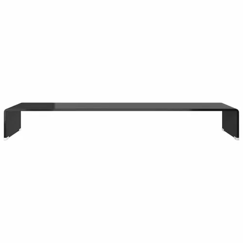 Stalak za TV /Monitor Prozirno Staklo Crni 100x30x13 cm - Crna 100 x 30 x 13 cm Cijena