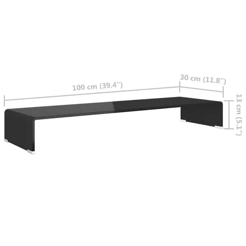 Stalak za TV /Monitor Prozirno Staklo Crni 100x30x13 cm - Crna 100 x 30 x 13 cm Cijena