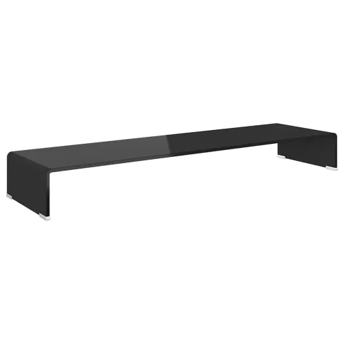 Stalak za TV /Monitor Prozirno Staklo Crni 110x30x13 cm - Crna 110 x 30 x 13 cm Cijena