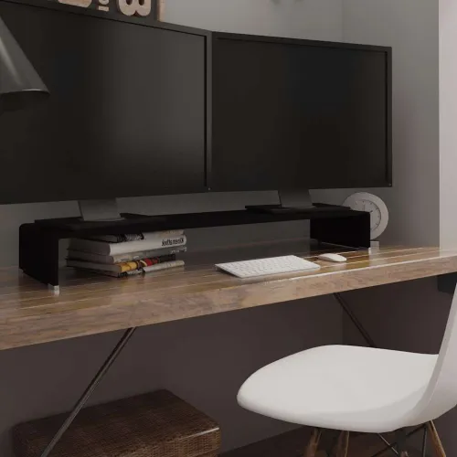 Stalak za TV /Monitor Prozirno Staklo Crni 110x30x13 cm - Crna 110 x 30 x 13 cm Cijena