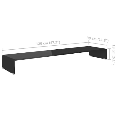 Stalak za TV /Monitor Staklo Crna boja 120x30x13 cm - Crna 120 x 30 x 13 cm Cijena