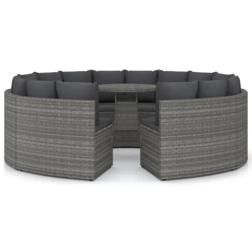 Vrtna garnitura - 9-dijelni set vrtnih sofa od poliratana s jastucima sivi - Siva 8 Cijena