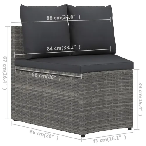 Vrtna garnitura - 5-dijelni set vrtnih sofa od poliratana s jastucima sivi - Siva 4 Cijena