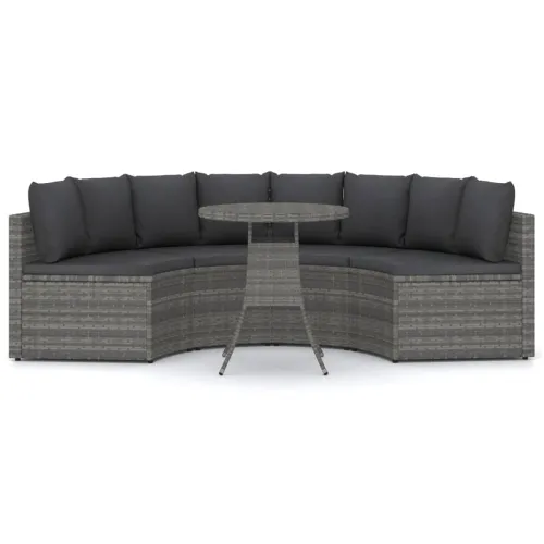 Vrtna garnitura - 5-dijelni set vrtnih sofa od poliratana s jastucima sivi - Siva 4 Cijena