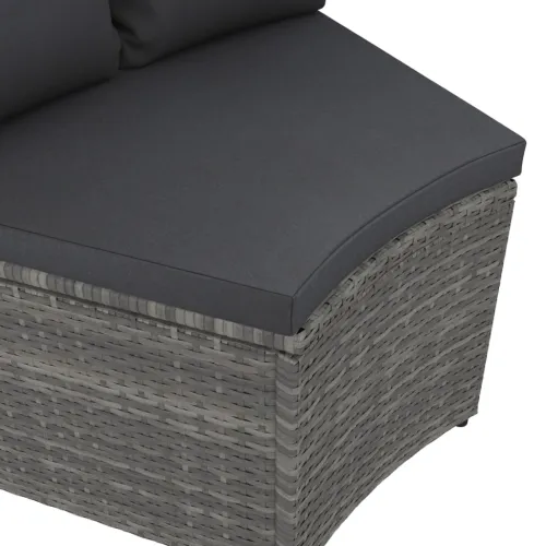 Vrtna garnitura - 5-dijelni set vrtnih sofa od poliratana s jastucima sivi - Siva 4 Cijena