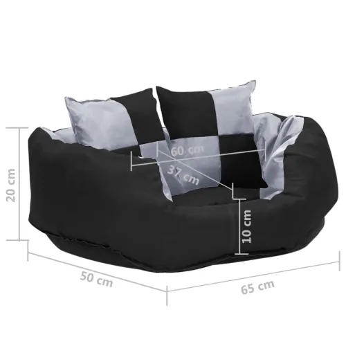 Dvostrani perivi jastuk za pse sivo-crni 65 x 50 x 20 cm - Siva i crna 65 x 50 x 20 cm Cijena