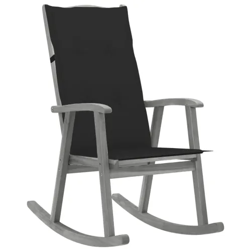 Stolica za ljuljanje s jastucima siva masivno bagremovo drvo - Crna 120 x 50 x 3 cm Cijena