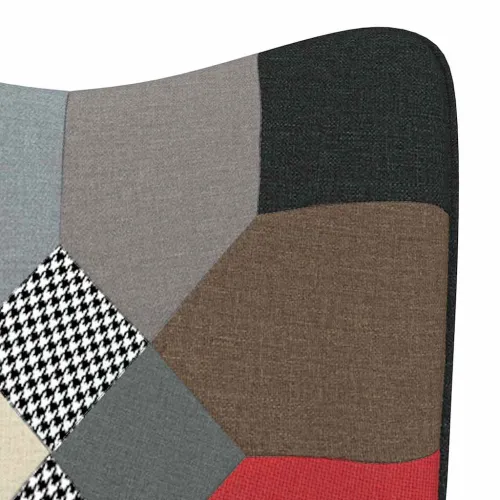 Stolica za ljuljanje s osloncem za noge patchwork od tkanine - Crna Sa naslonom za noge Cijena