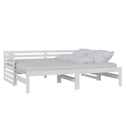  Dnevni ležaj na izvlačenje bijeli od borovine 2 x (90x200) cm - Bijela Cijena