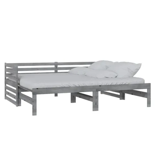  Dnevni ležaj na izvlačenje sivi od borovine 2 x (90 x 200) cm - Siva Cijena