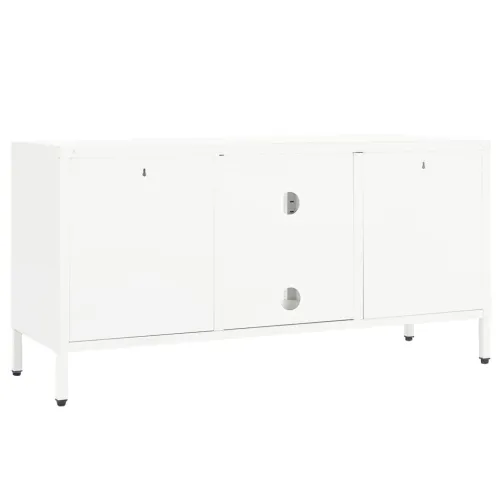 TV ormarić bijeli 105 x 35 x 52 cm od čelika i stakla - Bijela 1 Cijena
