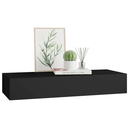 Zidna polica s ladicom crna 60 x 23,5 x 10 cm MDF - Crna 60 x 23.5 x 10 cm 1 Cijena