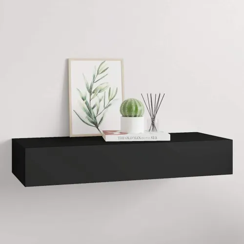 Zidna polica s ladicom crna 60 x 23,5 x 10 cm MDF - Crna 60 x 23.5 x 10 cm 1 Cijena