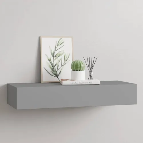 Zidna polica s ladicom siva 60 x 23,5 x 10 cm MDF - Siva 60 x 23.5 x 10 cm 1 Cijena