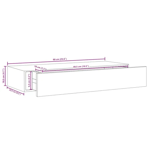 Zidna polica s ladicom siva 60 x 23,5 x 10 cm MDF - Siva 60 x 23.5 x 10 cm 1 Cijena
