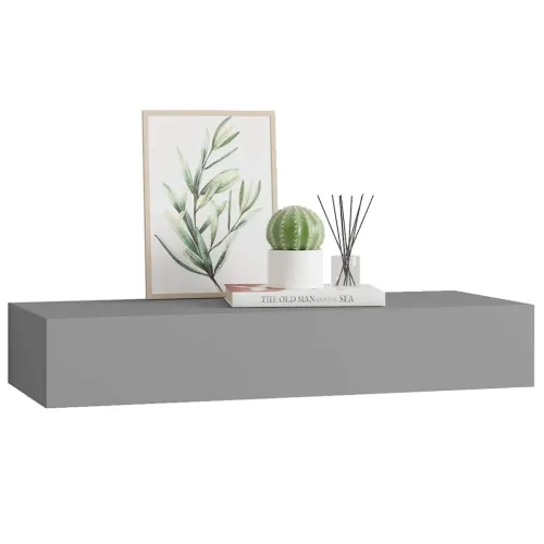 Zidna polica s ladicom siva 60 x 23,5 x 10 cm MDF - Siva 60 x 23.5 x 10 cm 1 Cijena