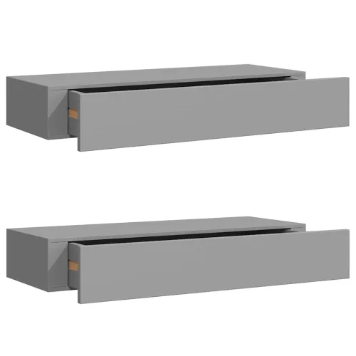 Zidne police s ladicom 2 kom sive 60 x 23,5 x 10 cm MDF - Siva 60 x 23.5 x 10 cm 2 1 Cijena