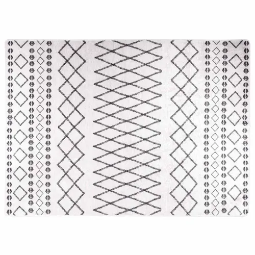 Perivi tepih 120 x 180 cm crno-bijeli - Bijela i crna 120 x 180 cm Cijena