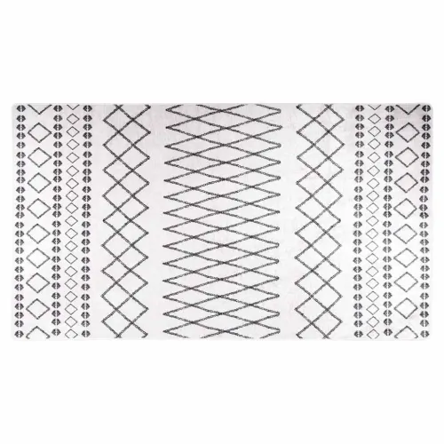 Perivi tepih 190 x 300 cm crno-bijeli - Bijela i crna 190 x 300 cm Cijena